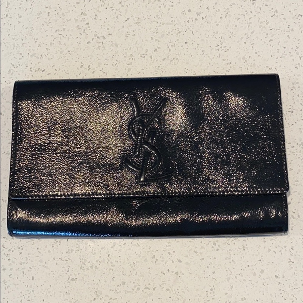YSL Black Patent Belle Du Jour Clutch
